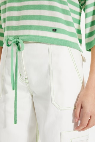Pull en laine - Vert anis et blanc