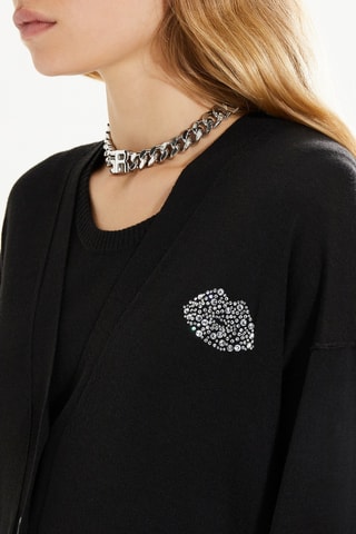 Cardigan en mérinos et soie - Noir