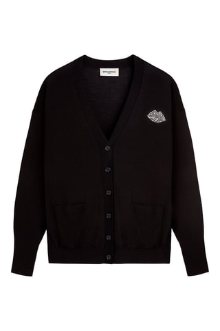 Cardigan en mérinos et soie - Noir