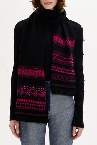 Écharpe en laine - Noir et fuchsia