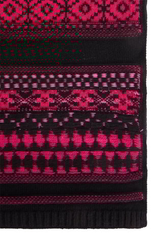 Écharpe en laine - Noir et fuchsia