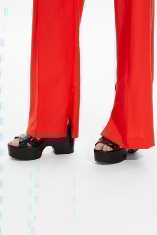 Pantalon droit en laine - Corail