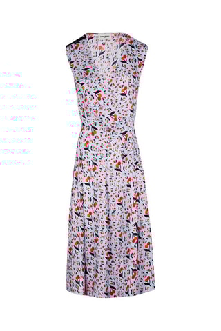 Robe midi en soie - Bleu clair et orange