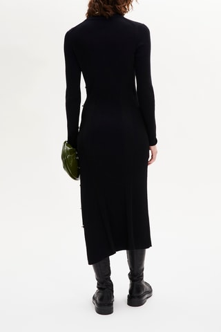 Robe midi en mérinos - Noir