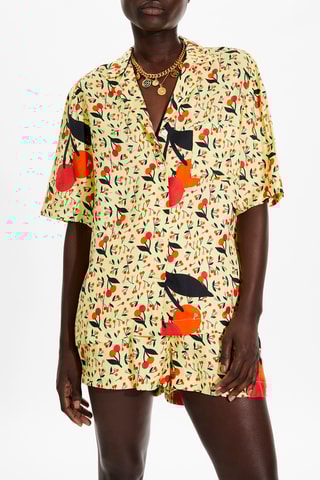 Chemise oversize en soie - Jaune pâle