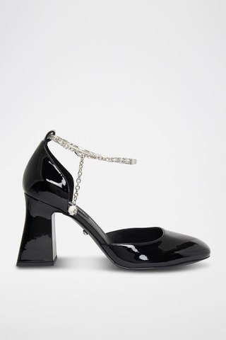 Sandales à talons vernies en cuir - Noir