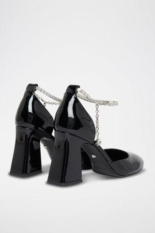 Sandales à talons vernies en cuir - Noir