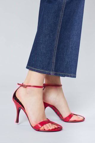 Sandales à talons en cuir - Rouge