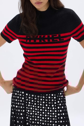 Pull en cachemire -Noir et rouge