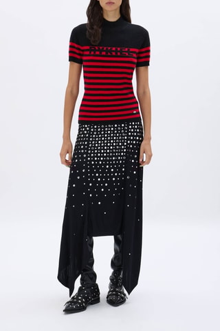 Pull en cachemire -Noir et rouge