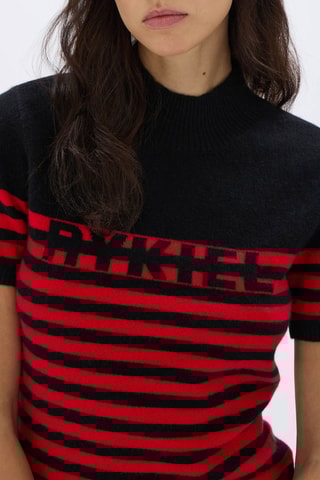 Pull en cachemire -Noir et rouge