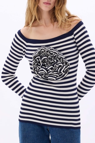 Top -Bleu marine et blanc