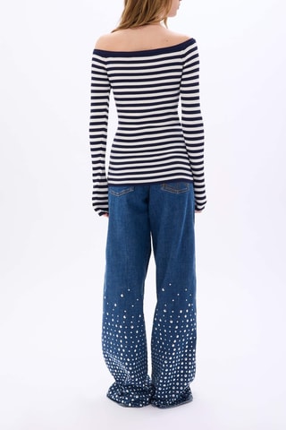 Top -Bleu marine et blanc