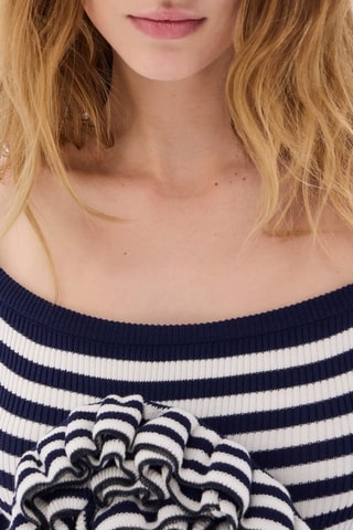 Top -Bleu marine et blanc