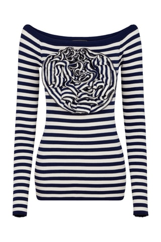Top -Bleu marine et blanc
