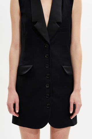 Robe chemise en laine - Noir