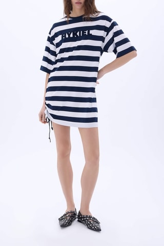 Robe t-shirt - Blanc et bleu marine