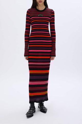 Robe pull en laine - Rose et noir