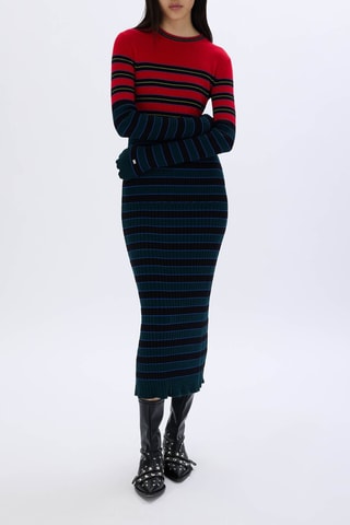 Robe pull en laine - Bleu marine et rouge
