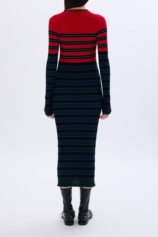 Robe pull en laine - Bleu marine et rouge