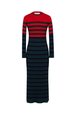 Robe pull en laine - Bleu marine et rouge