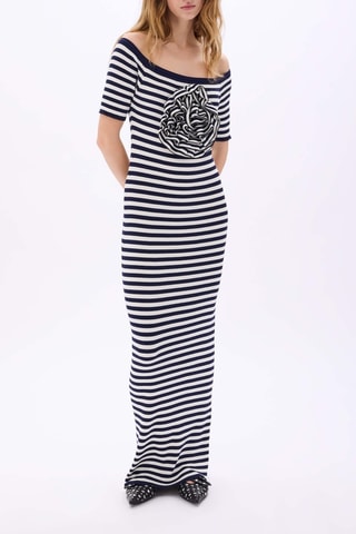 Robe pull - Blanc et bleu marine