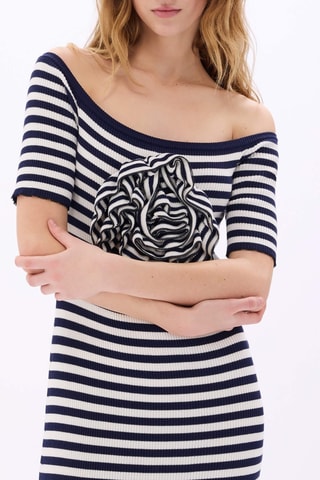 Robe pull - Blanc et bleu marine