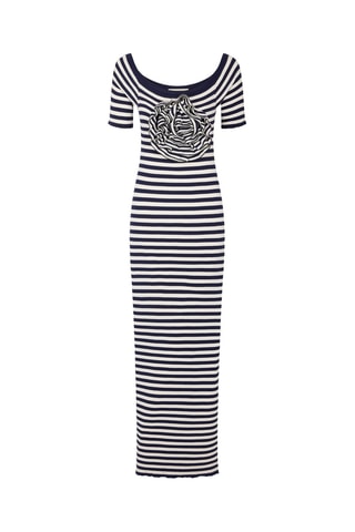 Robe pull - Blanc et bleu marine