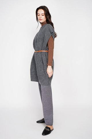 Trui-jurk oversized - Bordeauxrood - Grijs