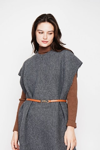 Trui-jurk oversized - Bordeauxrood - Grijs
