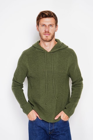 Trui met Capuchon - Hemelsblauw - Groen