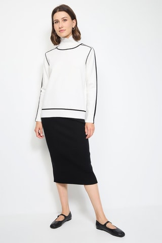 Trui - Beige - Wit en zwart