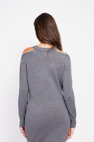 Trui-jurk - Bordeauxrood - Grijs