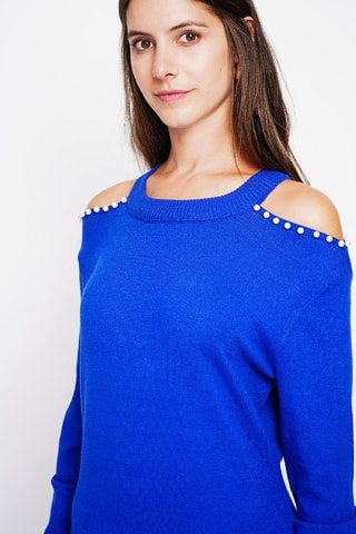 Trui-jurk - Bordeauxrood - Blauw