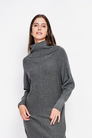 Trui-jurk oversized - Bordeauxrood - Grijs