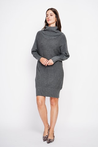 Trui-jurk oversized - Bordeauxrood - Grijs