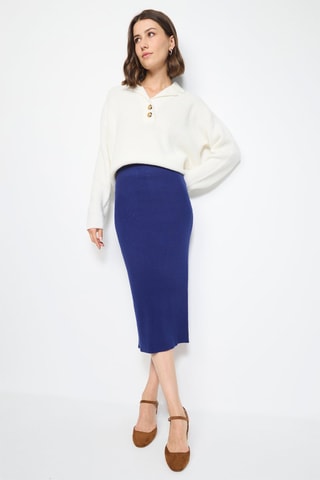 Nauwaansluitde  Rok Hoge Taille - Nachtblauw - Blauw