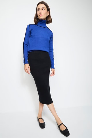 Nauwaansluitde  Rok Hoge Taille - Nachtblauw - Zwart