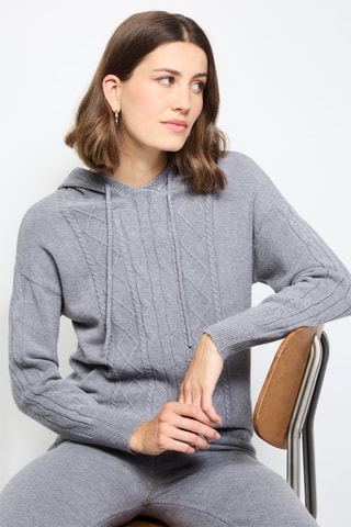  Trui  Wijde Broek Hoge Taille - Gemêleerd Beige - Grijs
