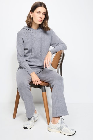  Trui  Wijde Broek Hoge Taille - Gemêleerd Beige - Grijs