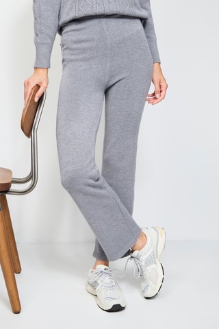  Trui  Wijde Broek Hoge Taille - Gemêleerd Beige - Grijs