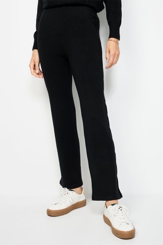  Trui  Wijde Broek Hoge Taille - Gemêleerd Beige - Zwart