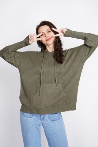 Trui met Capuchon - Camel - Groen
