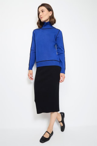 Trui - Beige - Zwart en blauw