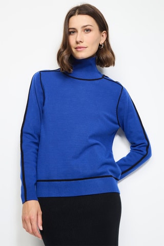 Trui - Beige - Zwart en blauw