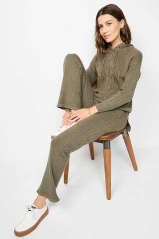  Trui  Wijde Broek Hoge Taille - Gemêleerd Beige - Groen
