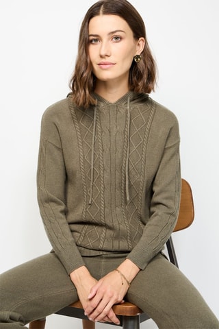  Trui  Wijde Broek Hoge Taille - Gemêleerd Beige - Groen