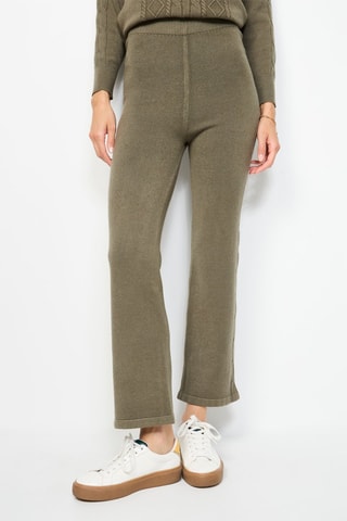  Trui  Wijde Broek Hoge Taille - Gemêleerd Beige - Groen