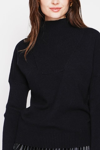 Oversized trui - Pauwblauw - Zwart