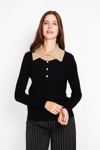 Oversized trui - Camel - Zwart